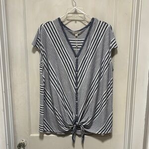 Max Studio Striped V-Neck Button-Down Women Top Brand New 1X
